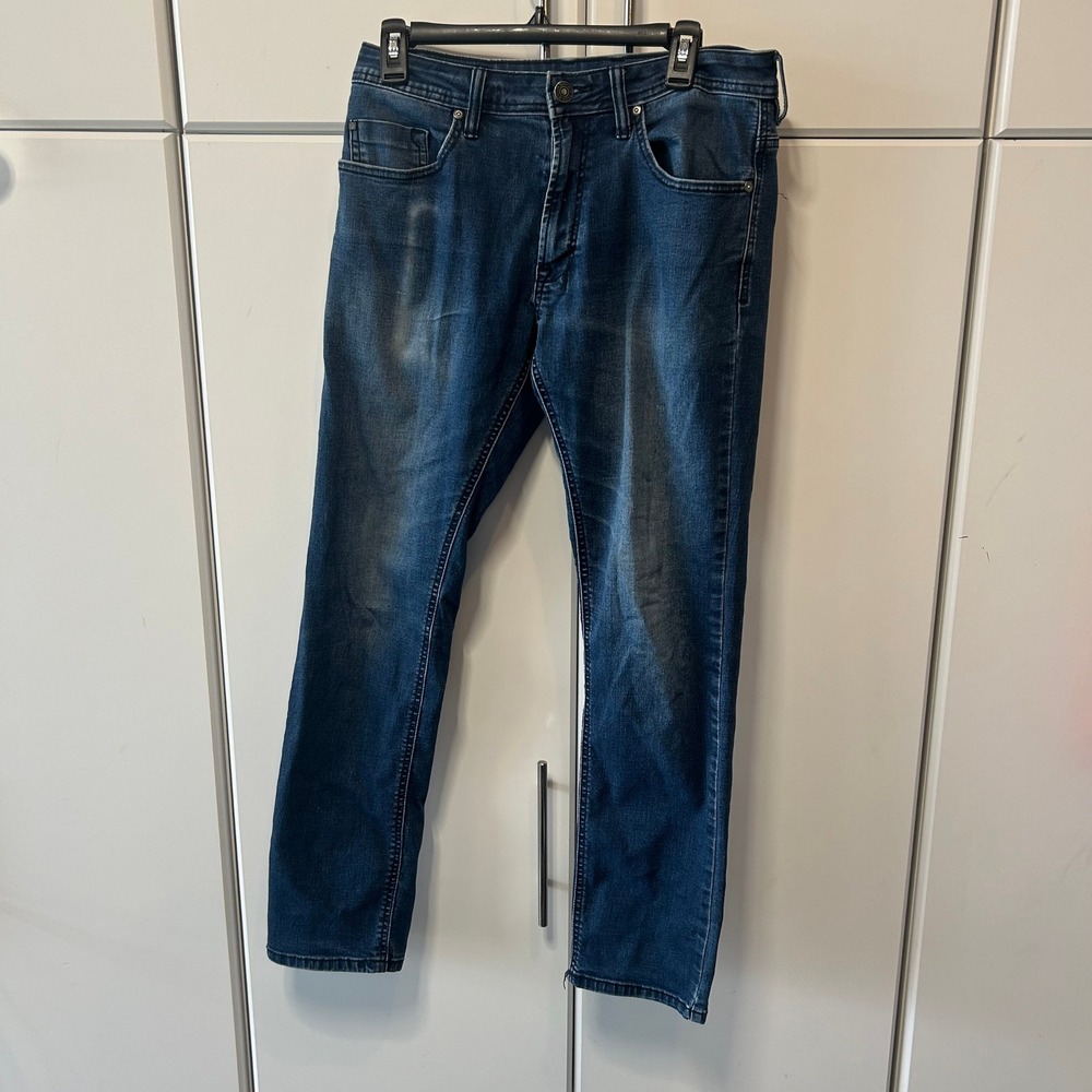 Buffalo David Bitton Mens Slim Straight Jeans Blue Medium Wash 32x30 Stretch